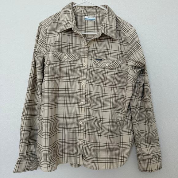 Columbia Women’s Silver Ridge Long Sleeve‎ Plaid Flannel Truffle Large - Picture 1 of 8